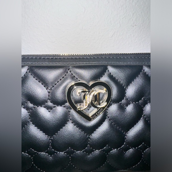 Juicy Couture Black Flawless Shoulder Bag Heart Interlock - Picture 2 of 5